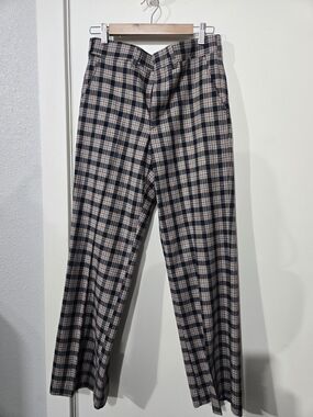 Men's Navy & Cream Plaid Straight-Leg Chinos